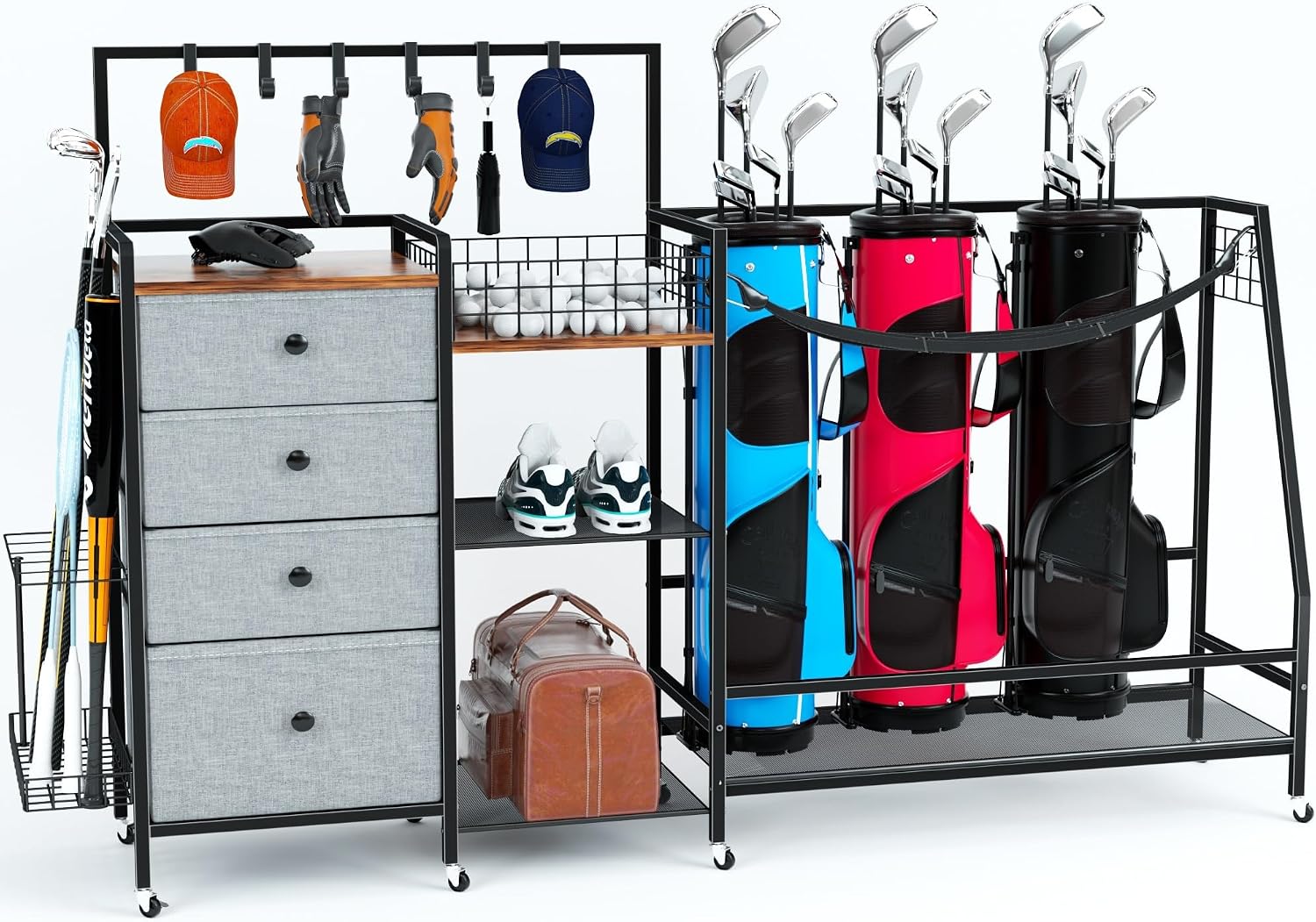 Sports Equipment Bag With Wheels - Сверхбольшая стойка для хранения гольф-сумок для