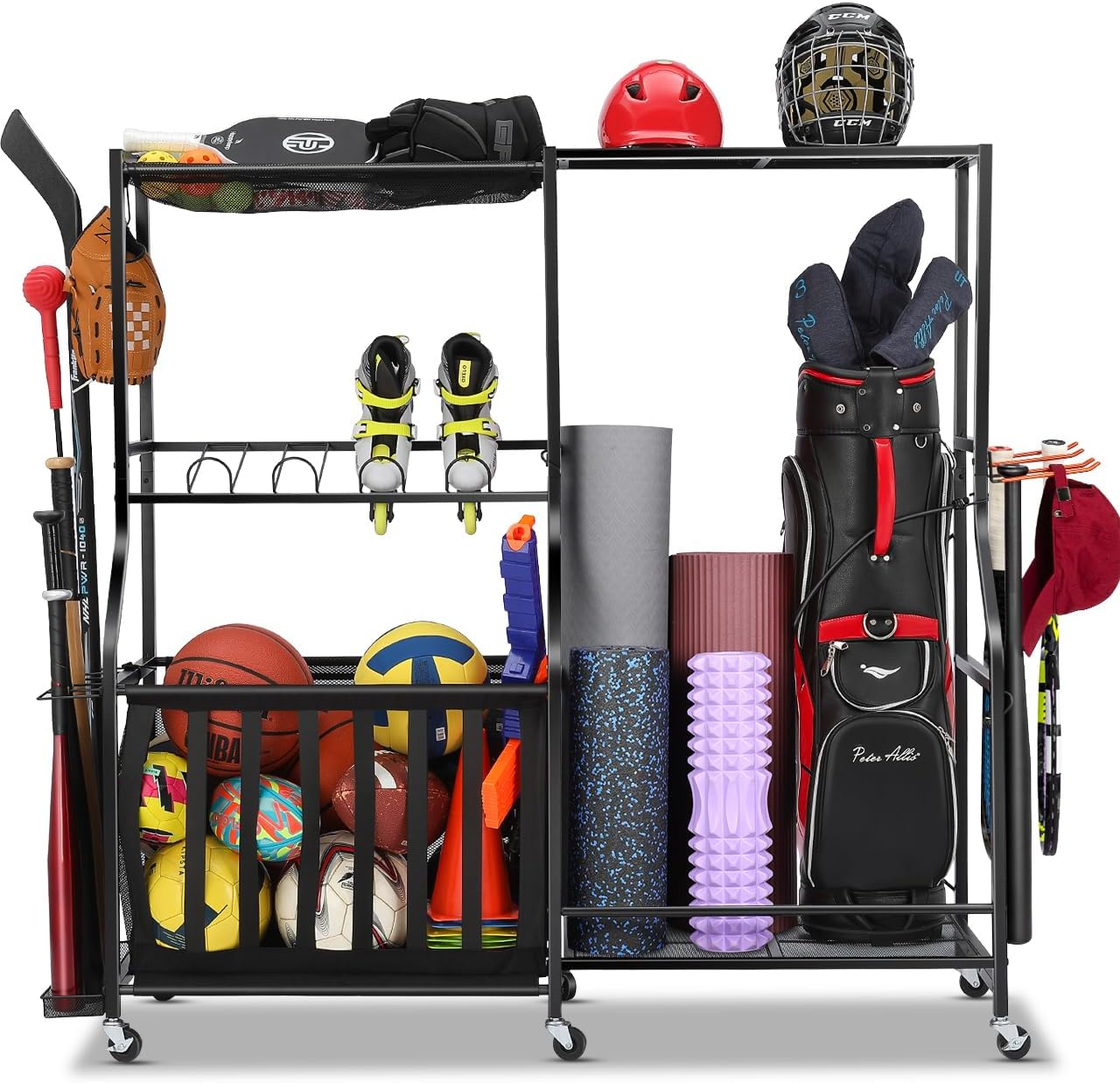 Sports Equipment Bag With Wheels - Органайзер для спортивного инвентаря в гараже