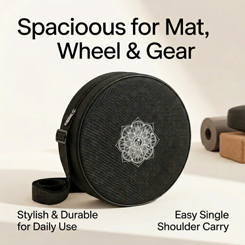 Sports Equipment Bag With Wheels - Сумка для йога-колеса из нейлона, черная,